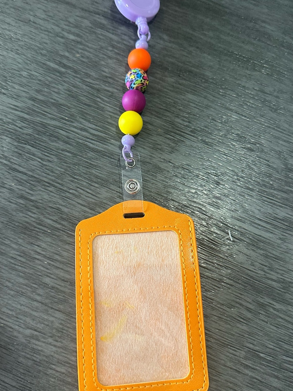 Set of 5 Colorful Beaded Orange ID Badge Holder
